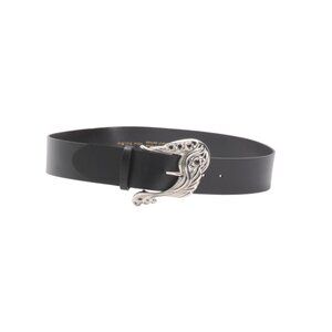 MARTINA MORI Black Made In Italy Leather Western Silver Belt